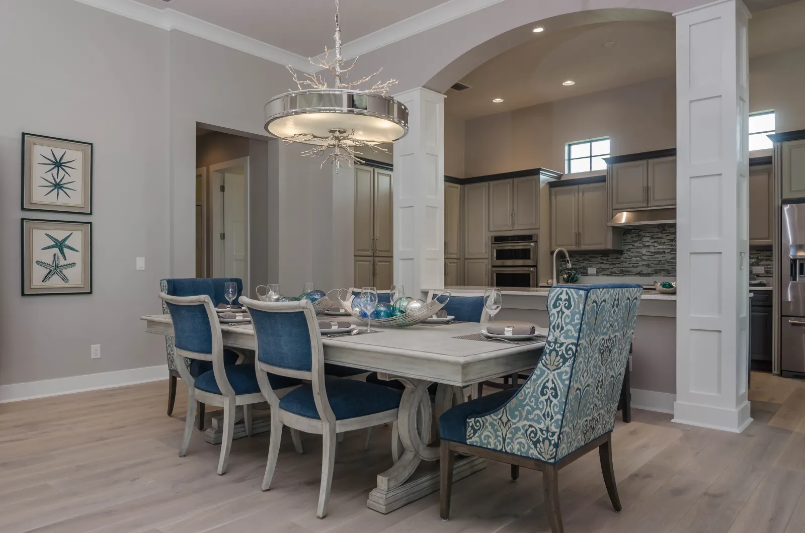 Dining room at The Captiva Model, a custom home built by Marvin Homes in Naples, Florida