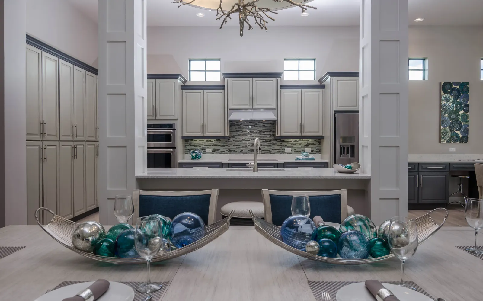 Kitchen island at The Captiva Model, a custom home built by Marvin Homes in Naples, Florida