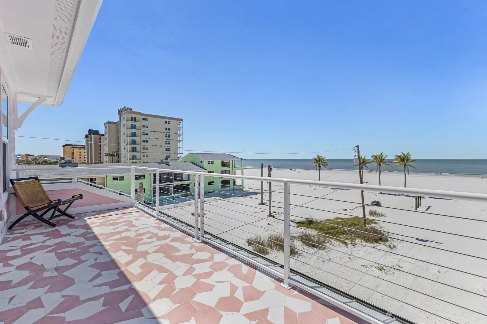 Deck beachview at The Flamingo, a custom home built by Marvin Homes in Fort Myers Beach, Florida