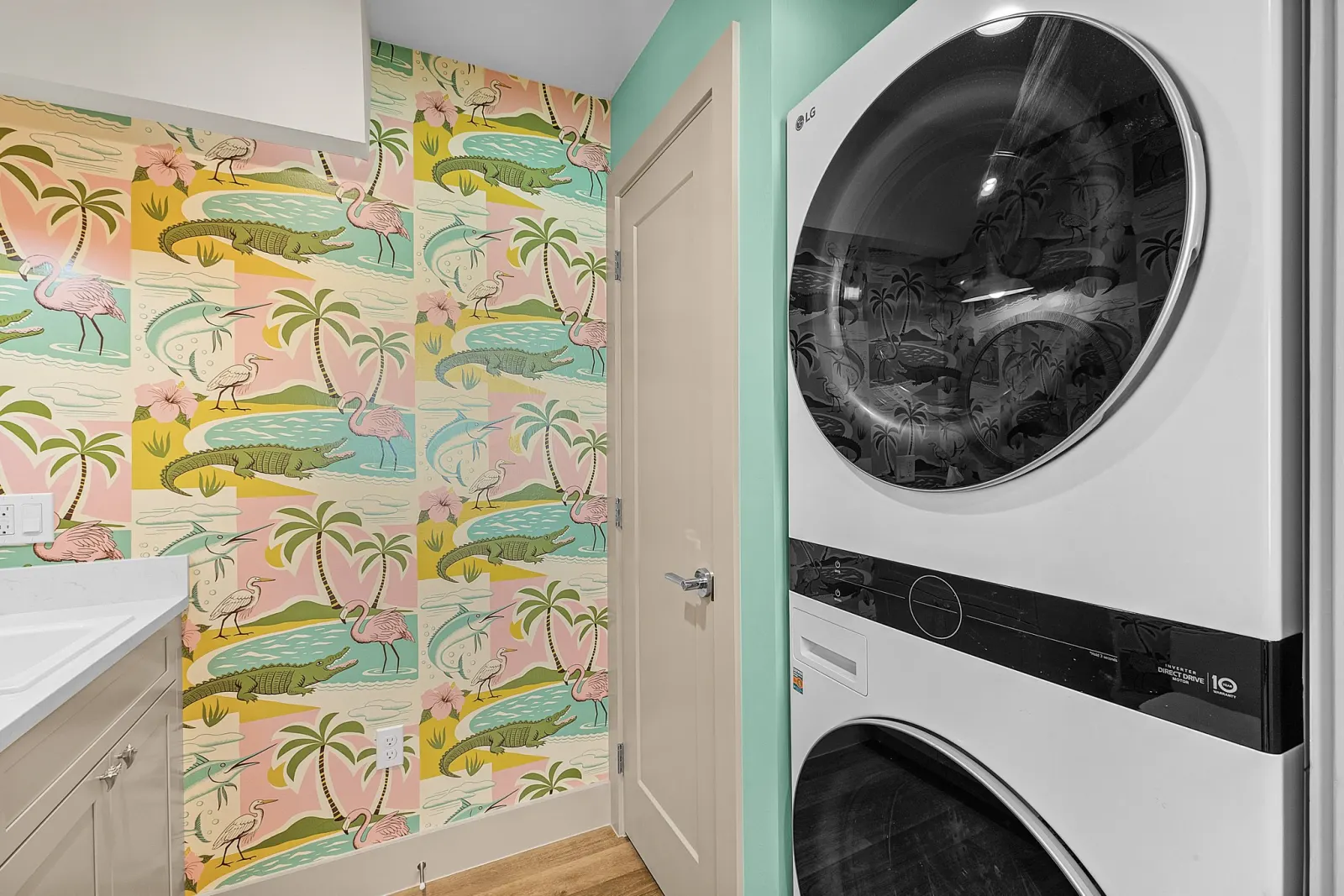 Laundry closet at The Flamingo, a custom home built by Marvin Homes in Fort Myers Beach, Florida