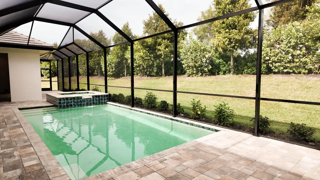 Pool spa lanai at The Heron House, a custom home built by Marvin Homes in Naples, Florida