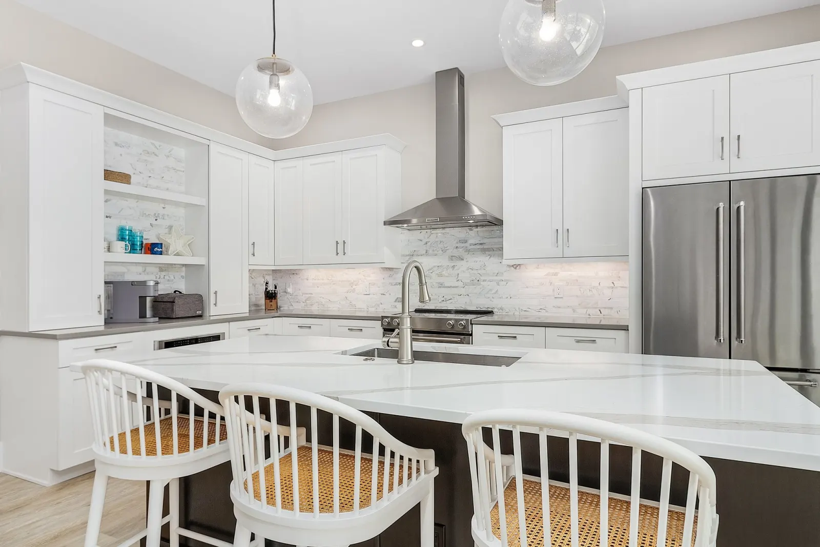 Kitchen island at The Ibis, a custom home built by Marvin Homes in Cape Coral, Florida