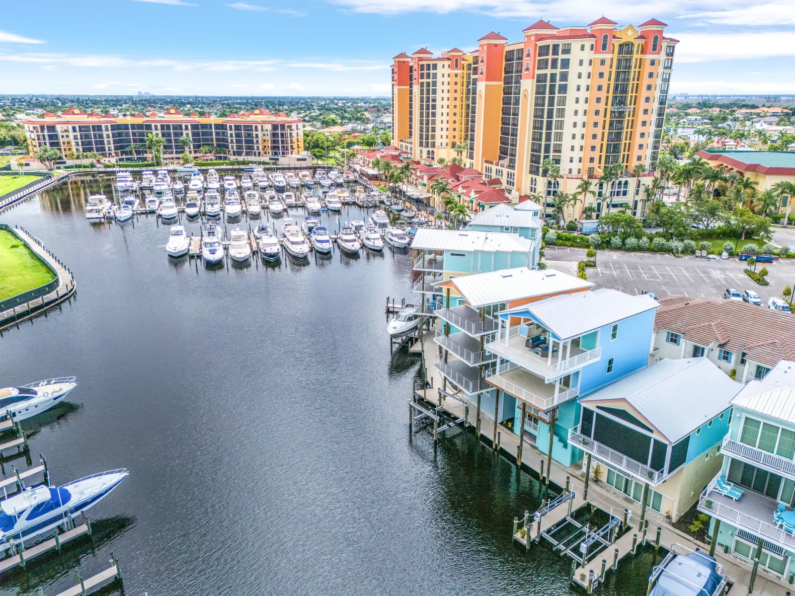 Octopus aerial marina context — custom home built by Marvin Homes in Southwest Florida