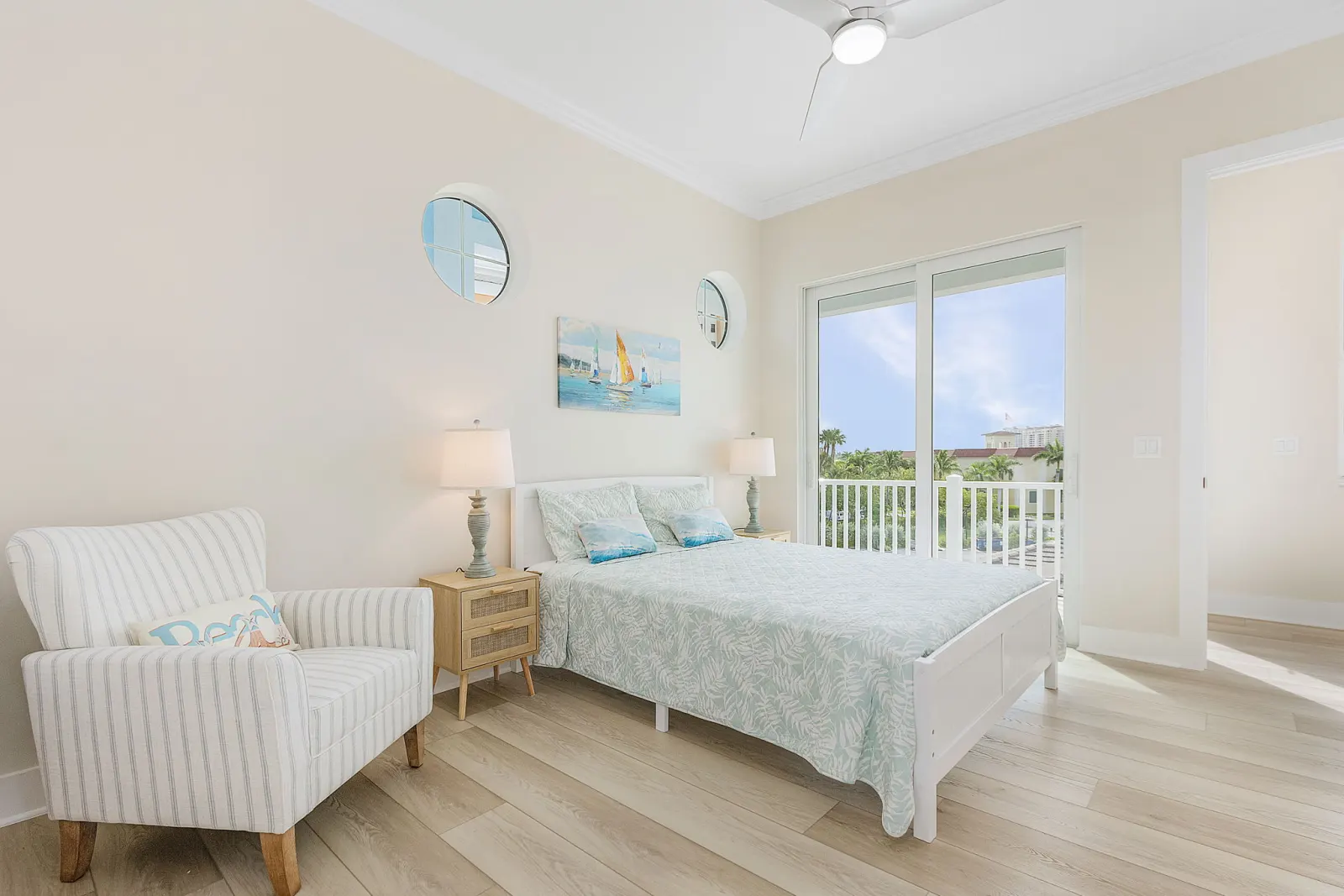 Bedroom guest nautical at The Octopus, a custom home built by Marvin Homes in Cape Coral, Florida