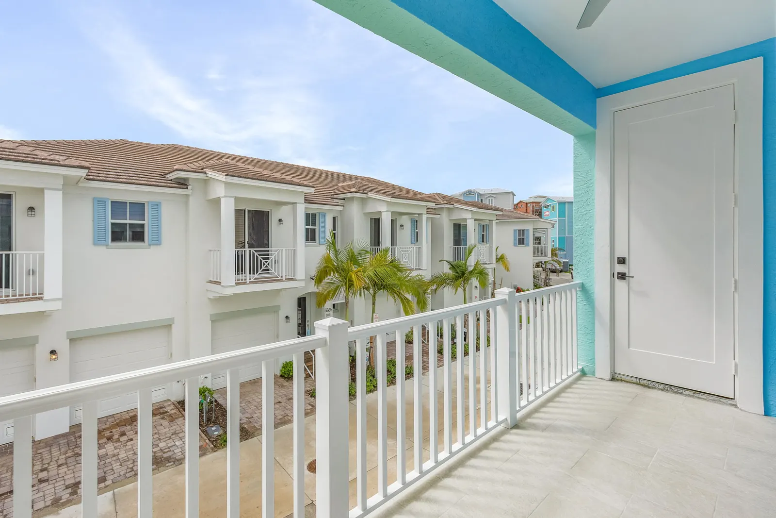 Entry balcony porch at The Octopus, a custom home built by Marvin Homes in Cape Coral, Florida