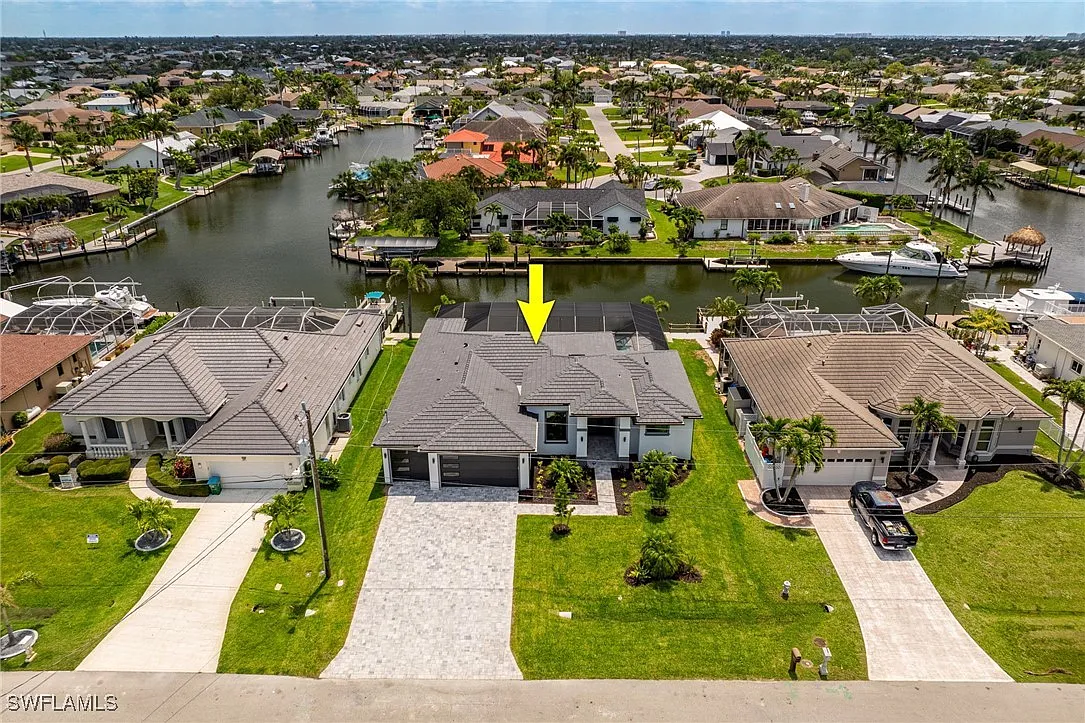 Aerial at Sturgeon's Landing, a custom home built by Marvin Homes in Cape Coral, Florida