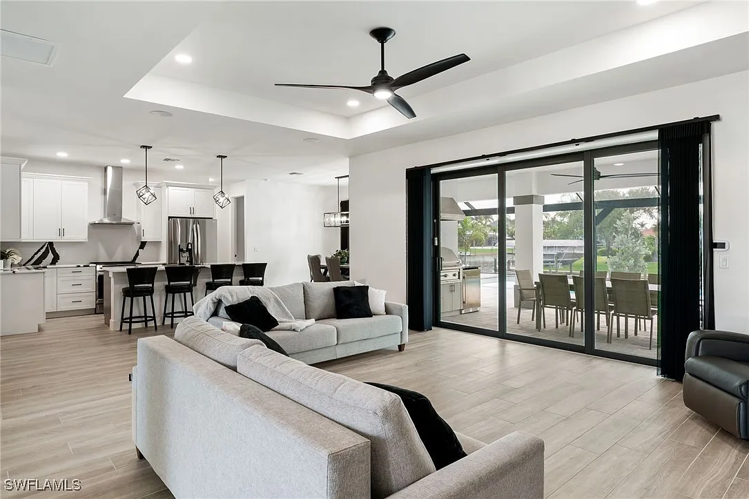 Living room wide at Sturgeon's Landing, a custom home built by Marvin Homes in Cape Coral, Florida