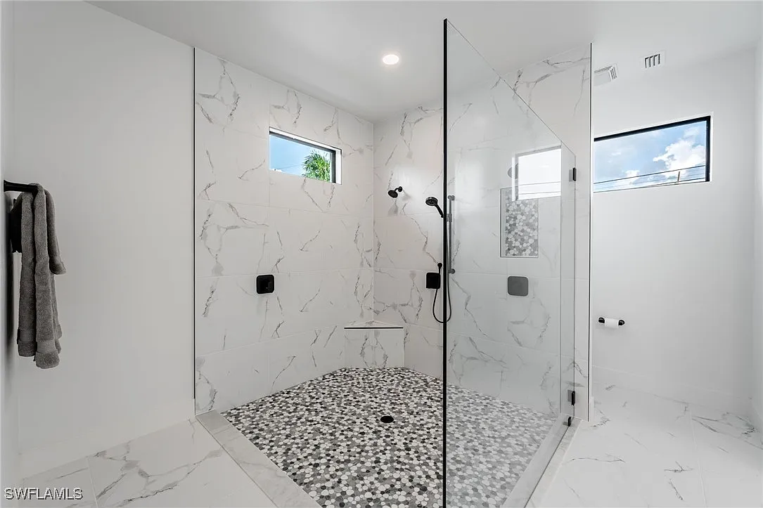 Master shower at Sturgeon's Landing, a custom home built by Marvin Homes in Cape Coral, Florida