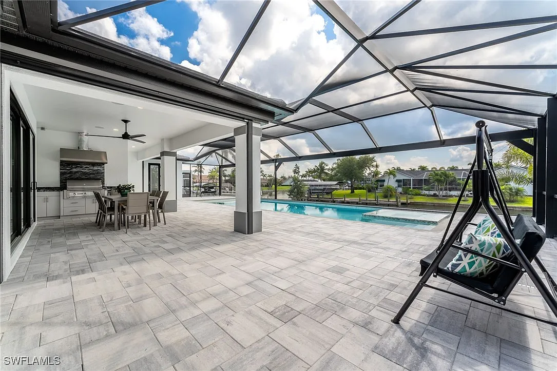Patio lanai at Sturgeon's Landing, a custom home built by Marvin Homes in Cape Coral, Florida