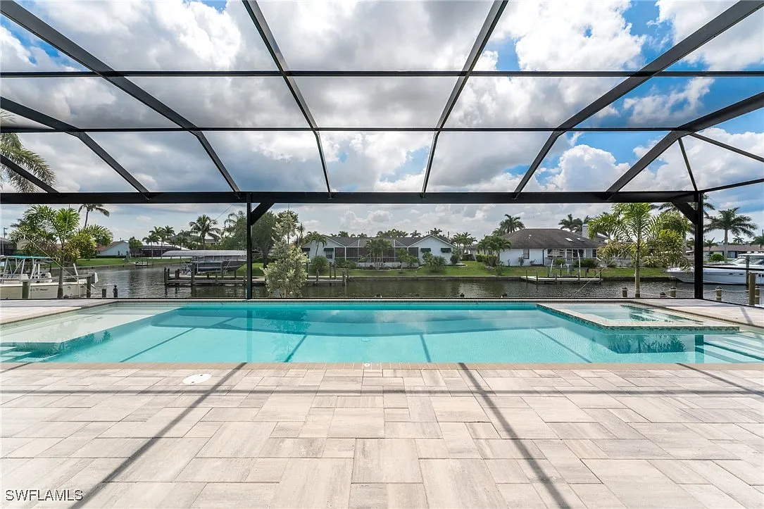 Pool river view at Sturgeon's Landing, a custom home built by Marvin Homes in Cape Coral, Florida